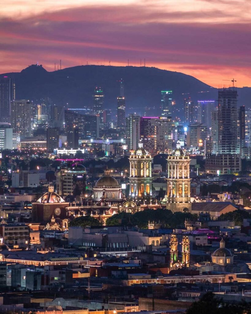 Vista panorámica de Puebla al atardecer
